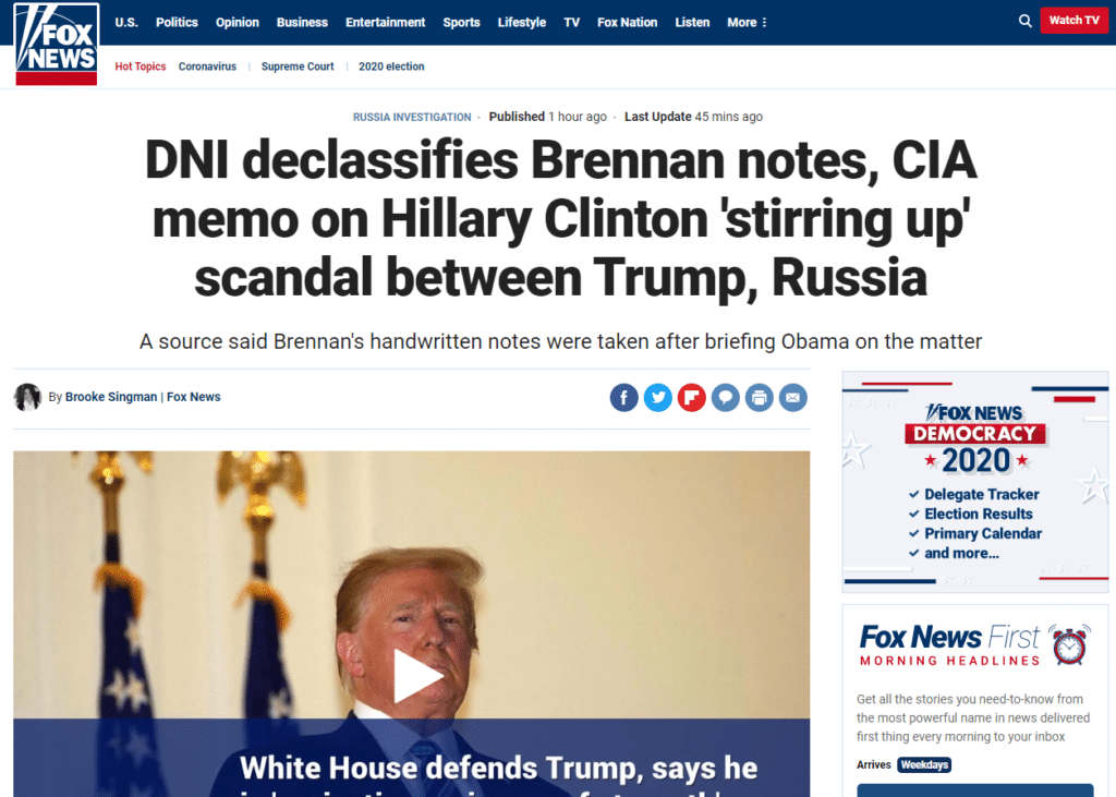 Le DNI Déclassifie Les Notes De Brennan, Le Mémo De La CIA Sur Le ...